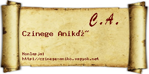 Czinege Anikó névjegykártya