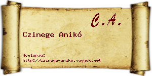 Czinege Anikó névjegykártya